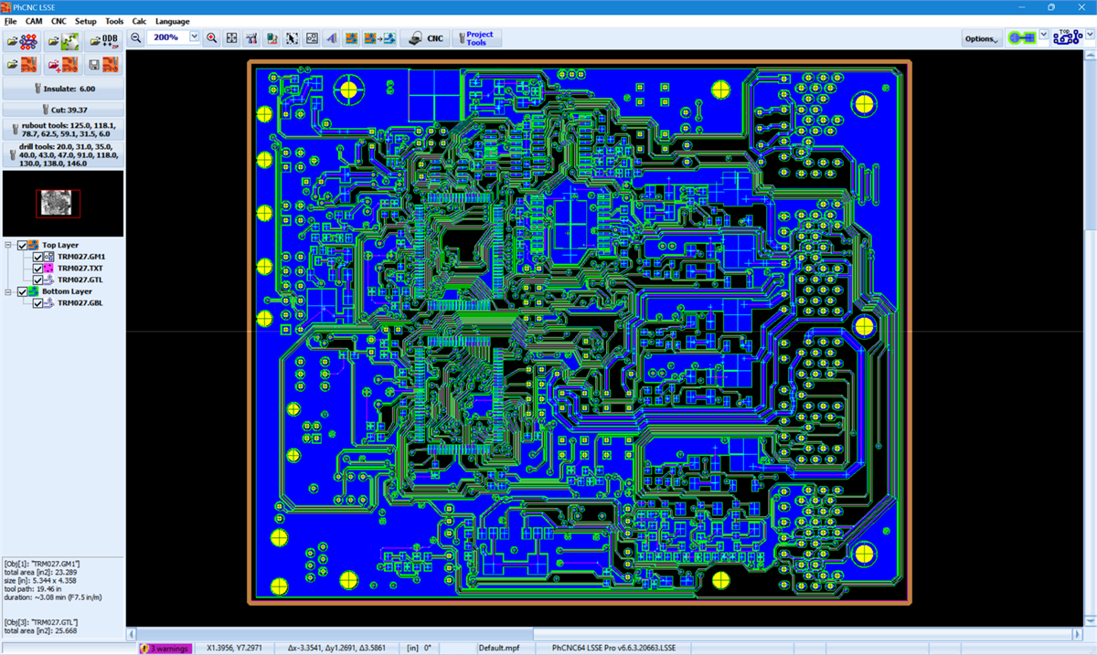 PhCNC LSSE complex PCB CAM project and CNC toolpaths