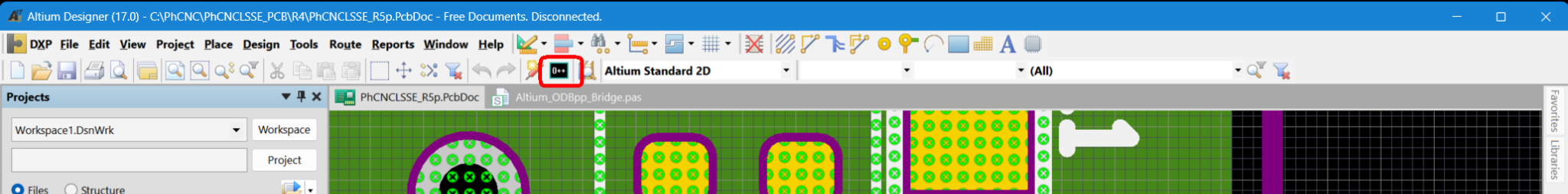 Altium Designer ODB++ Bridge O++ toolbar button